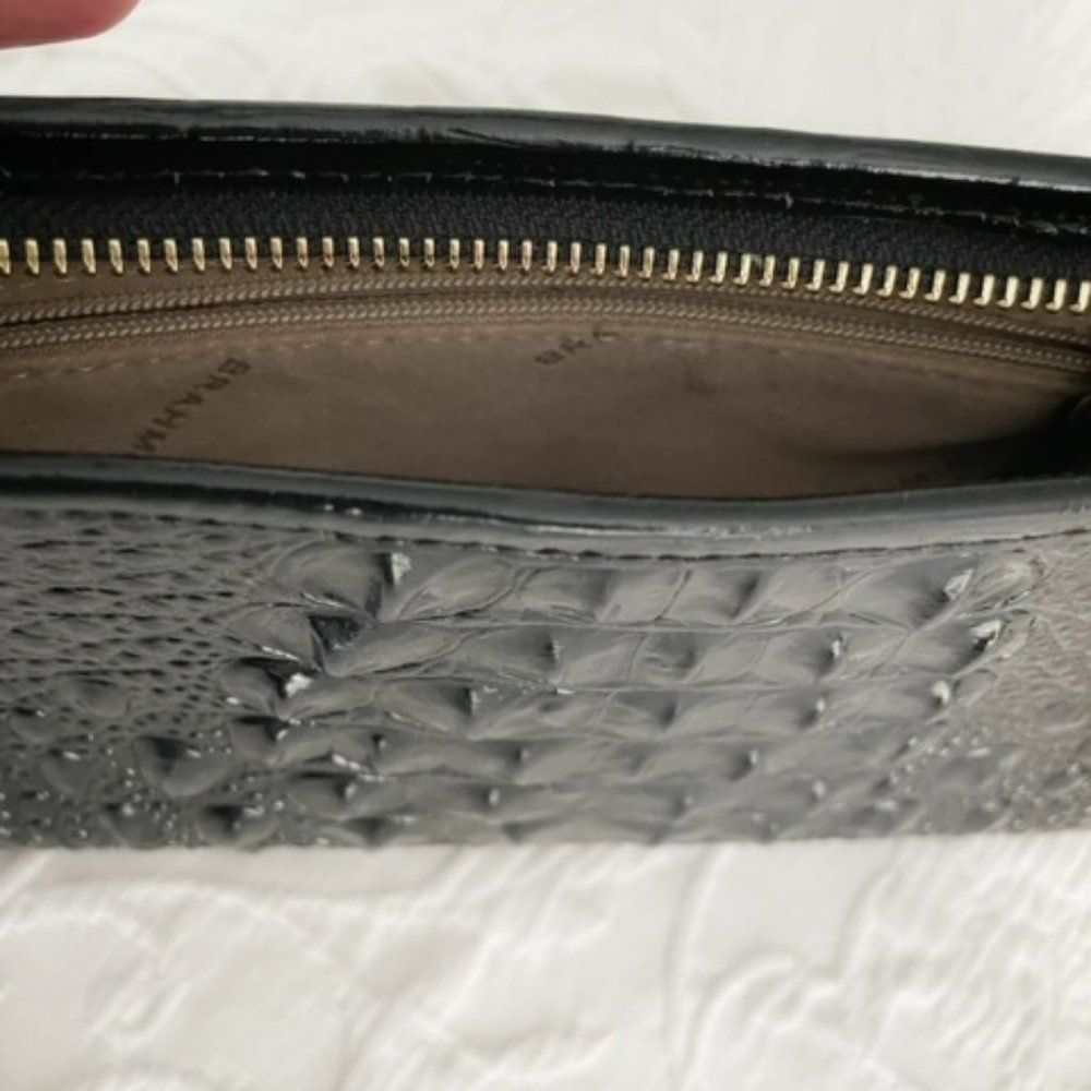 NWOT Brahmin Black Crocodile Shiny Leather Shoulder Bag - Picture 5 of 12